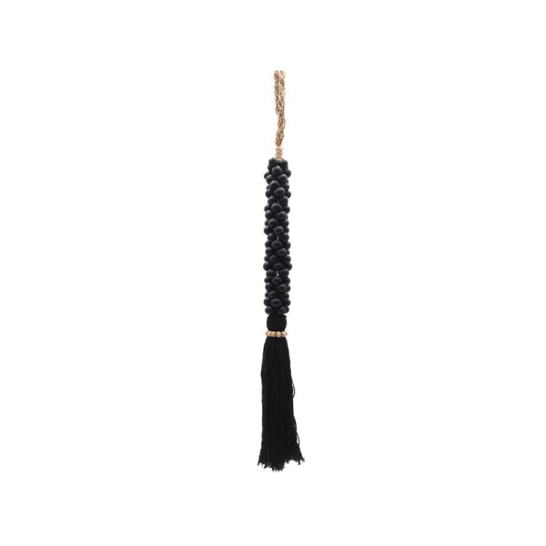 Décoration à suspendre embrasse perles en bois noir et coton noir