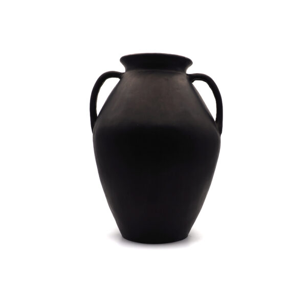 Vase amphore en terre cuite noir avec anses