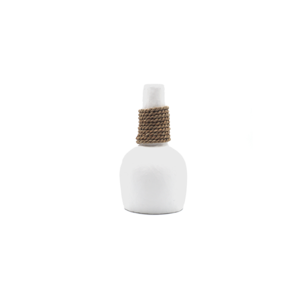 Vase artisanal en terre cuite blanc mat et corde petit modèle