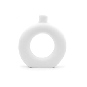 Vase donut en terre cuite blanc mat grand modèle