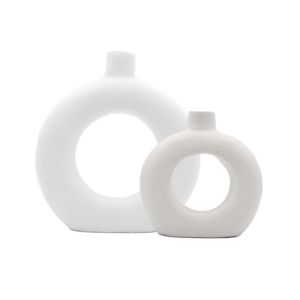 Vases donuts en terre cuite blanc mat Grand Moyen