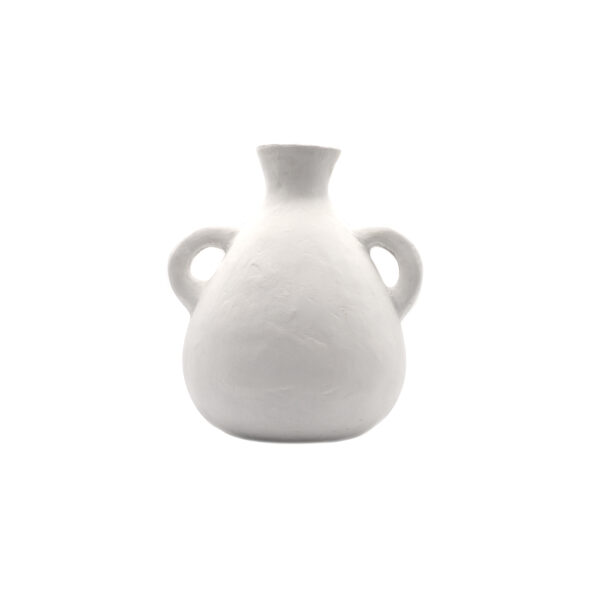 Vase en terre cuite blanc mat à anses