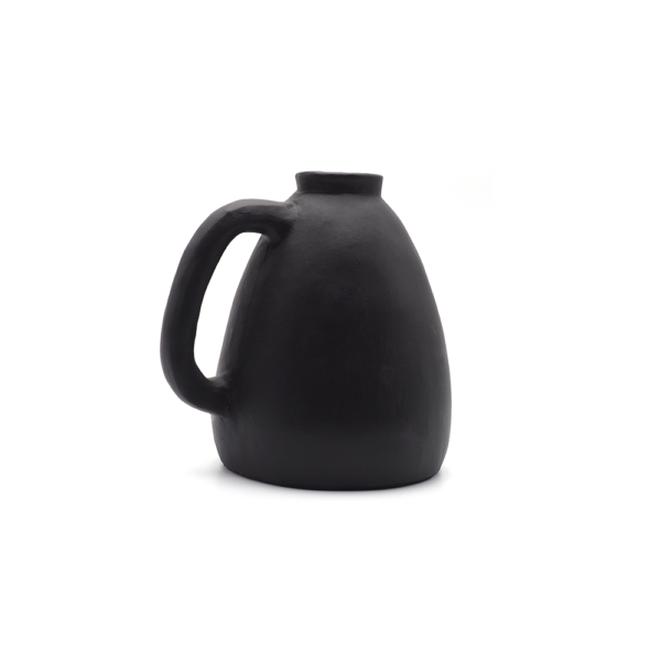 Vase en terre cuite pichet noir mat