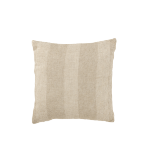 Coussin en lin carré beige rayé écru style wabi sabi