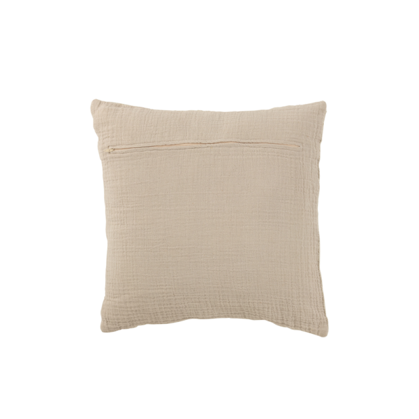 Coussin en lin carré beige rayé écru style wabi sabi