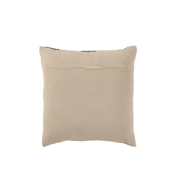 Coussin en lin carré beige rayé noir Wabi sabi