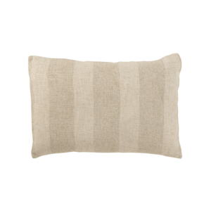 Coussin en lin rectangle beige rayé écru style wabi sabi