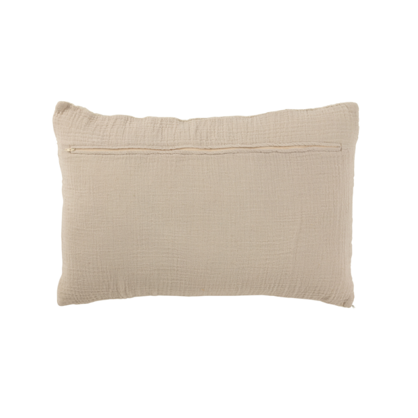 Coussin en lin rectangle beige rayé écru style wabi sabi