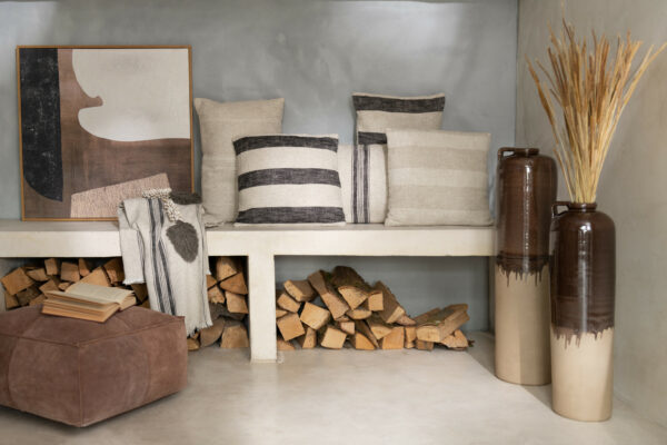 Coussins en lin beige noir