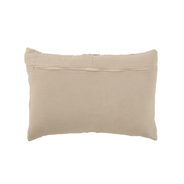 Coussin rectangle en lin beige lignes noires dos