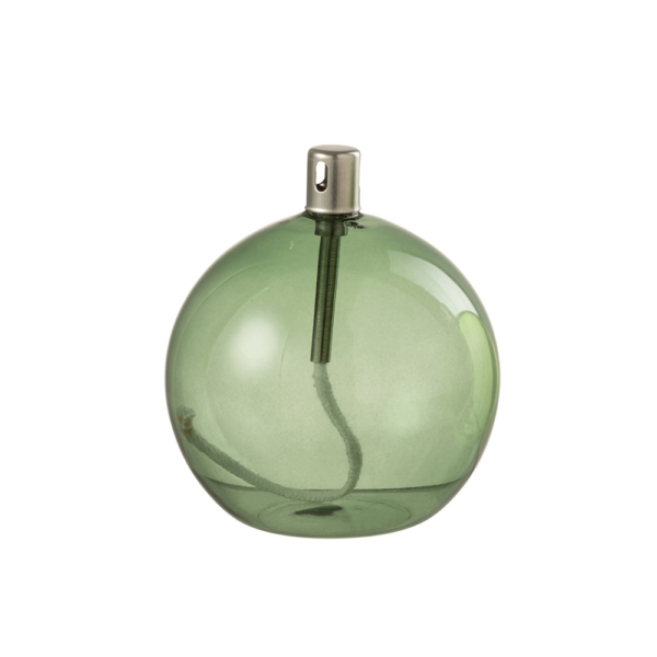 Lampe à huile en verre vert foncé boule grand modèle