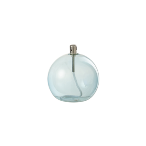 Lampe à huile en verre bleu clair boule petit modèle