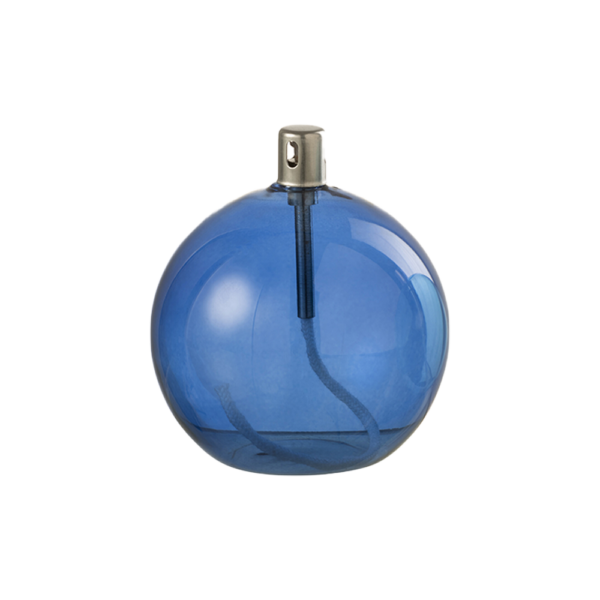 Lampe à huile en verre bleu foncé boule grand modèle