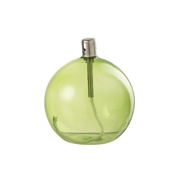 Lampe à huile en verre vert clair boule grand modèle