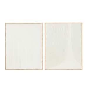 Tableau texturé formes abstraites blanches