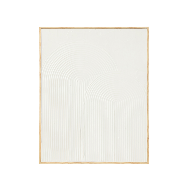 Tableau texturé formes abstraites blanches