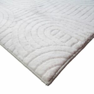 Tapis extra doux blanc motifs arc de cercle détails