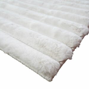 Tapis extra-doux blanc motif lignes