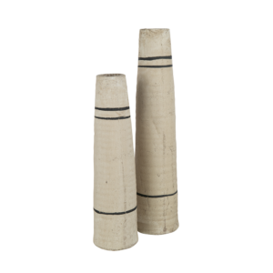 Vase en terre cuite beige lignes noires