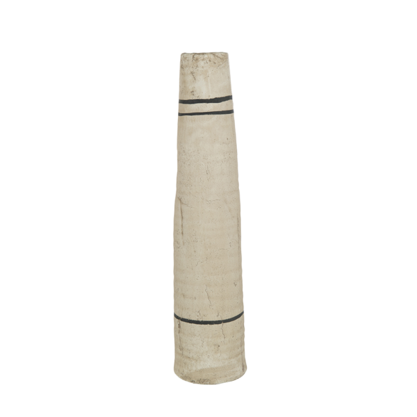 Vase en terre cuite beige lignes noires