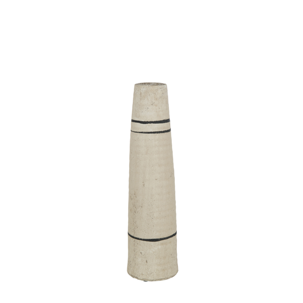 Vase en terre cuite beige lignes noires