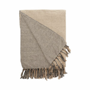 plaid en coton 130x180 cm beige et gris