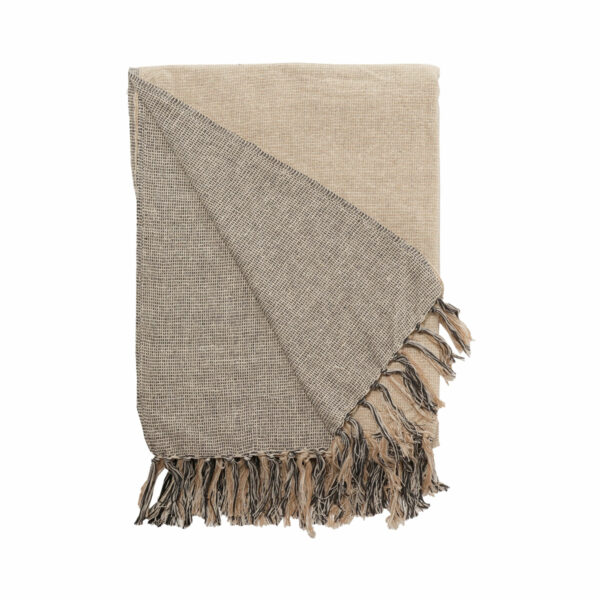 plaid en coton 130x180 cm beige et gris