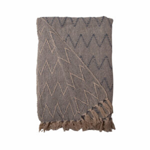 plaid en coton 130x180 cm bleu et naturel