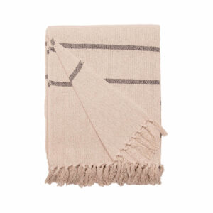 plaid en coton 130x180 cm ecru rayures noires