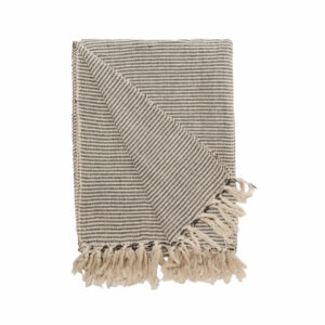 plaid en coton 250x260 cm rayures gris et écru