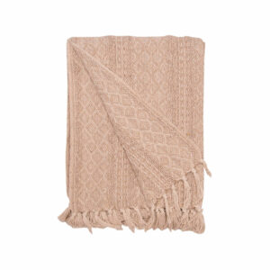 plaid en coton 250x260 cm beige losange