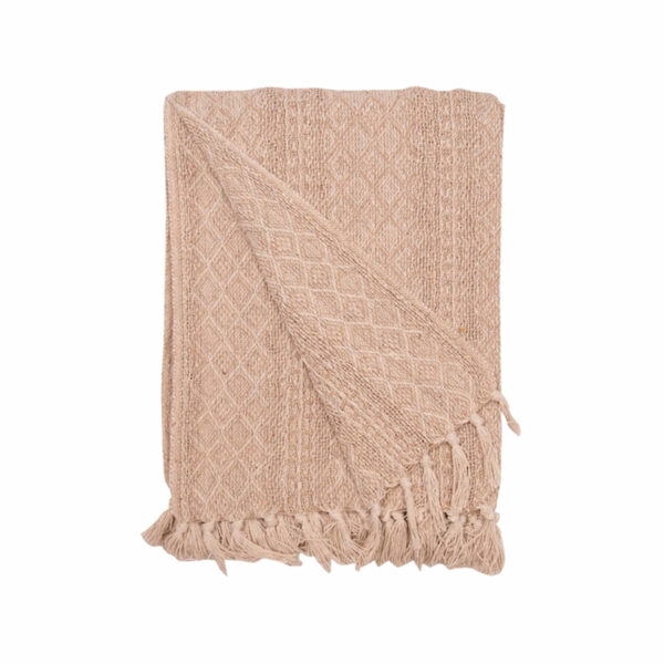 plaid en coton 250x260 cm beige losange