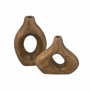 vase en bois ajouré coloris noyer