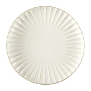 Assiette à diner en céramique striée blanc crème