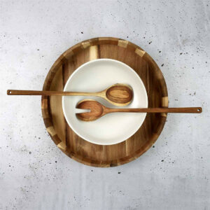 couverts de service à salade en acacia