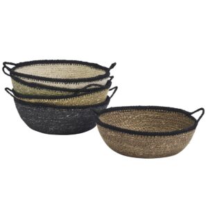 panière ronde en jonc de mer naturel marron charbon