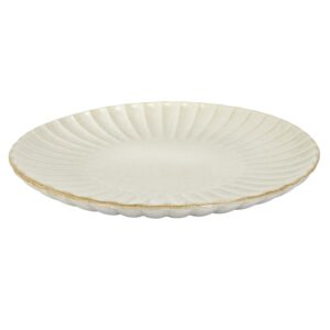 assiette de présentation striée blanc crème