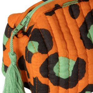 pochette imprimé léopard orange et vert