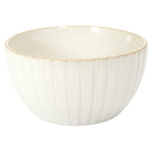 saladier en céramique blanc crème beige strié