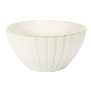 saladier en céramique strié blanc crème