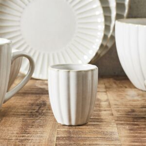 tasse à express en céramique strié blanc crème