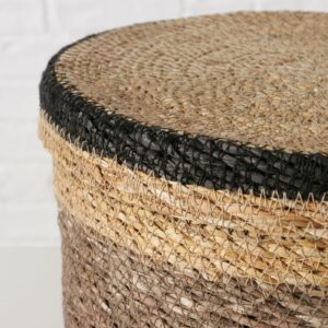 panière ronde avec couvercle marron et noir