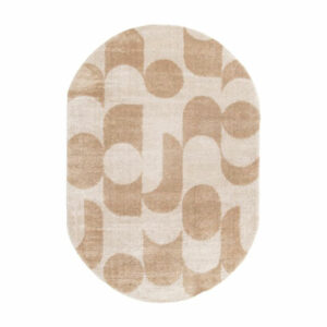 Tapis ovale toucher doux motif géométrique beige