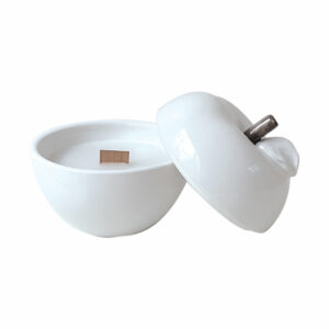 bougie parfumée patchouli en céramique pomme blanc