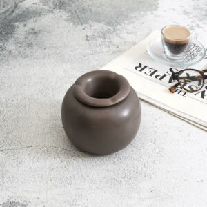 cendrier marocain en céramique marron mat