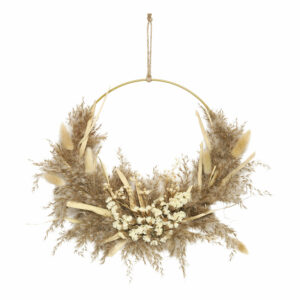 couronne de fleurs séchées à suspendre naturel