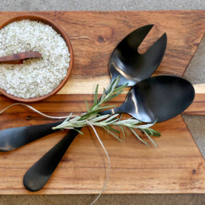 couverts à salade en métal noir mat