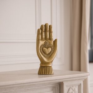 décoration à poser ex voto main sacrée coeur doré