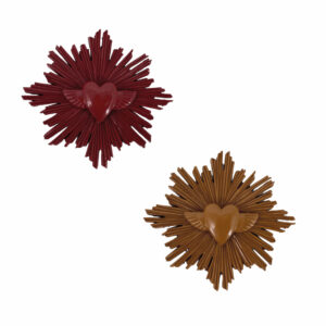 décoration murale ex voto coeur ailé marron ou bordeaux