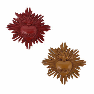 décoration murale ex voto coeur fleuri marron ou bordeaux